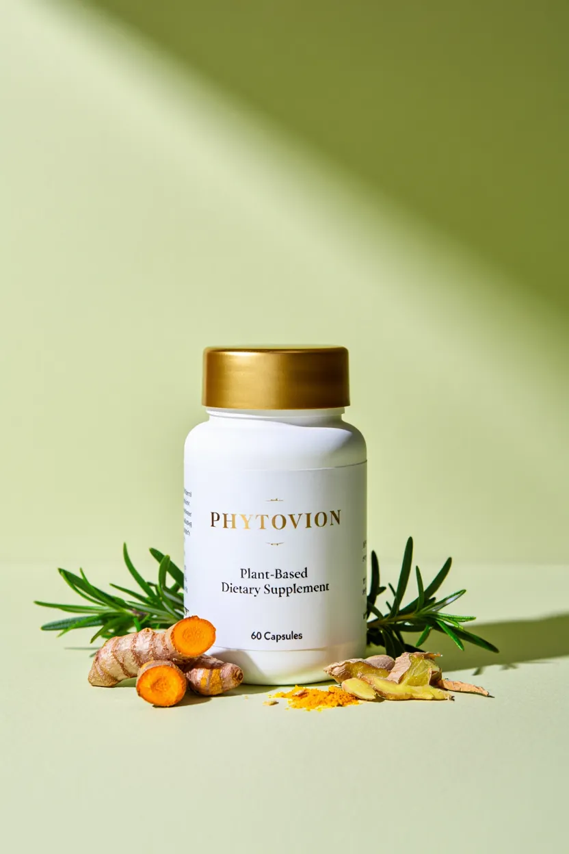 Phytovion plant-based dietary supplement bottle with natural botanical ingredients